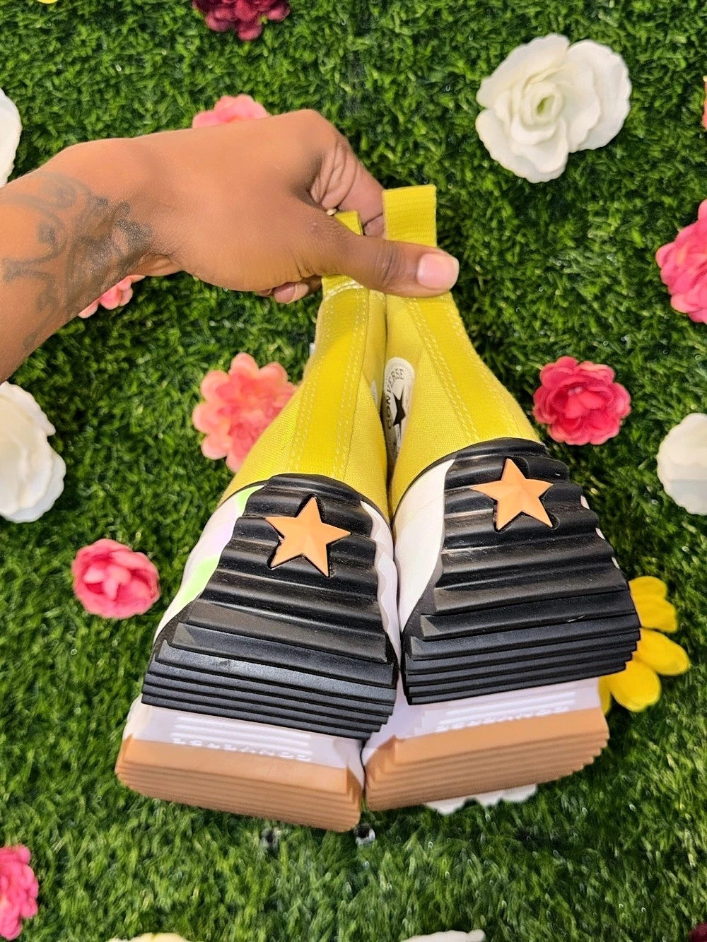 Converse Run Star Hike High Bitter Lemon Yellow & White US 8.5 Like New - Picture 4 of 6